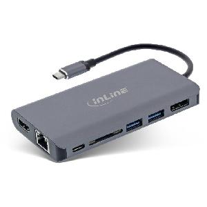 InLine 7-in-1 USB Typ-C Dockingstation - HDMI - DisplayPort - USB 3.2 - SD-Kartenleser - PD 3.0 100W - MST